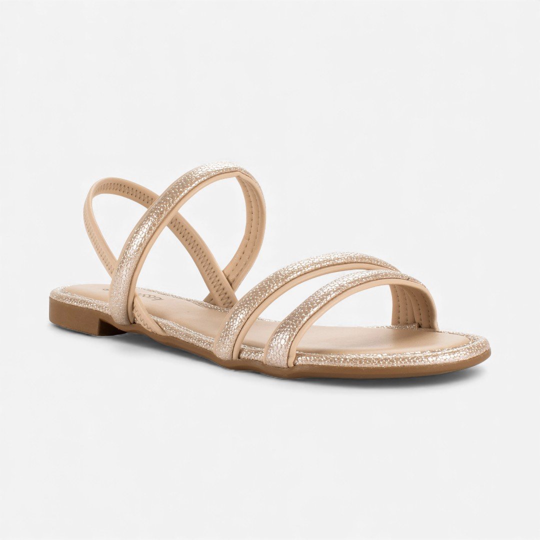 Sandália Mississipi Rasteira Bege Rose Gold 7
