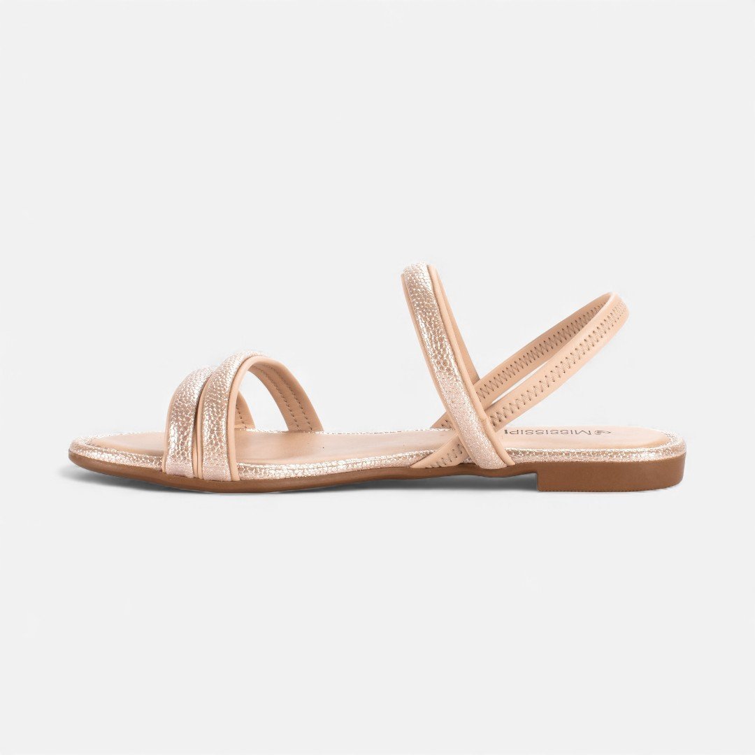 Sandália Mississipi Rasteira Bege Rose Gold 3