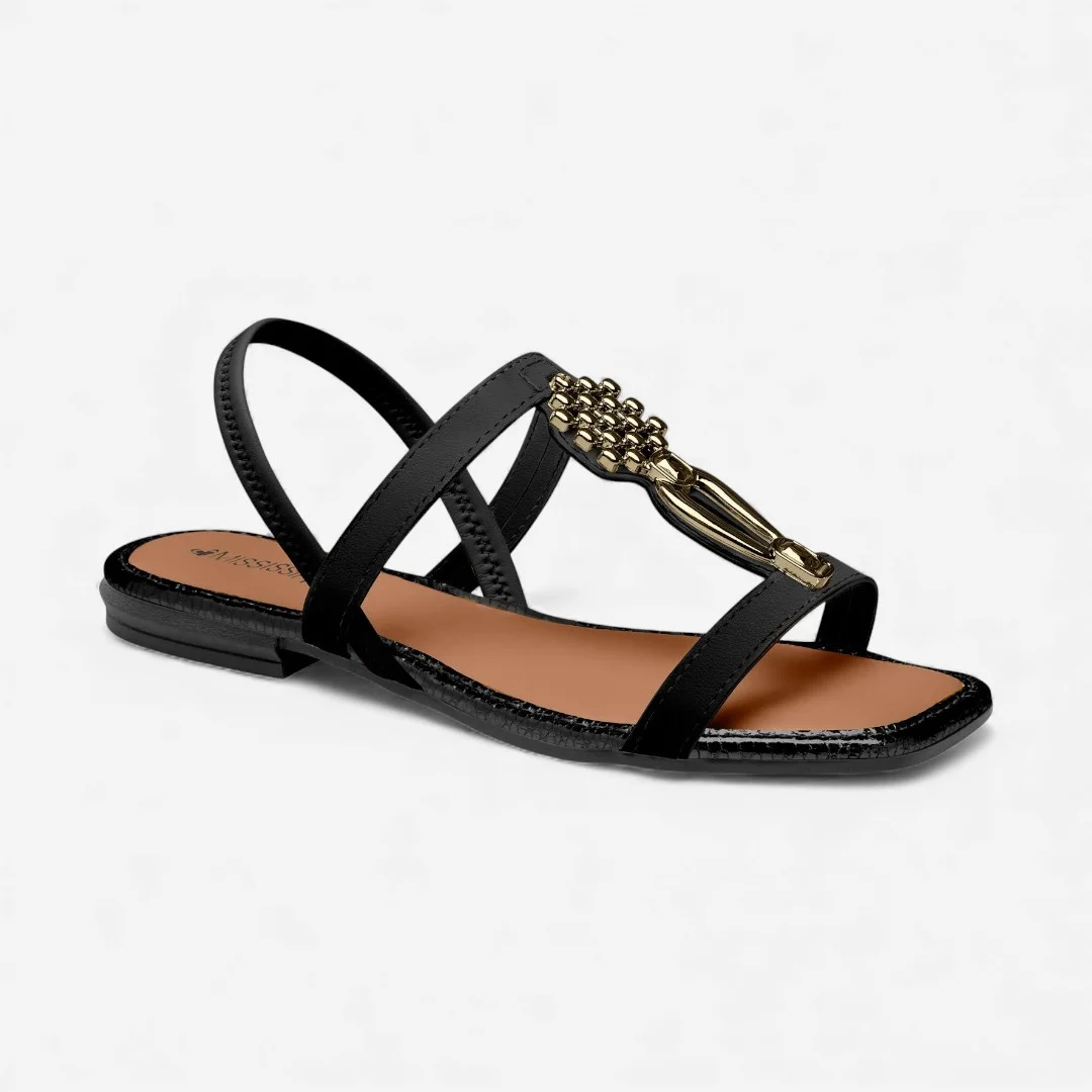 Sandália Mississipi Rasteira Preta Preto 2