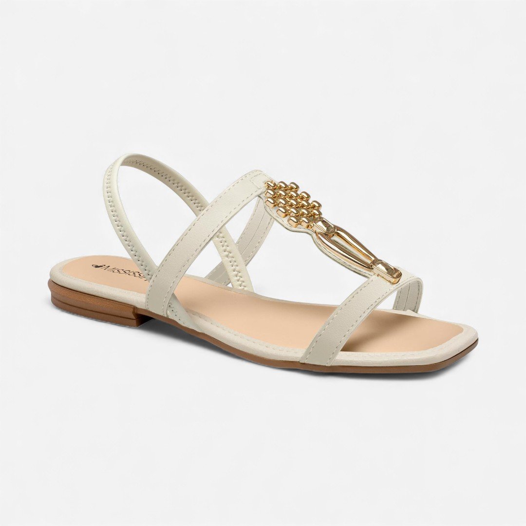 Sandália Mississipi Rasteira Off White Branco 2