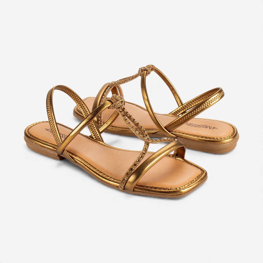 Sandália Mississipi Rasteira Metalizada Bronze Bronze 6