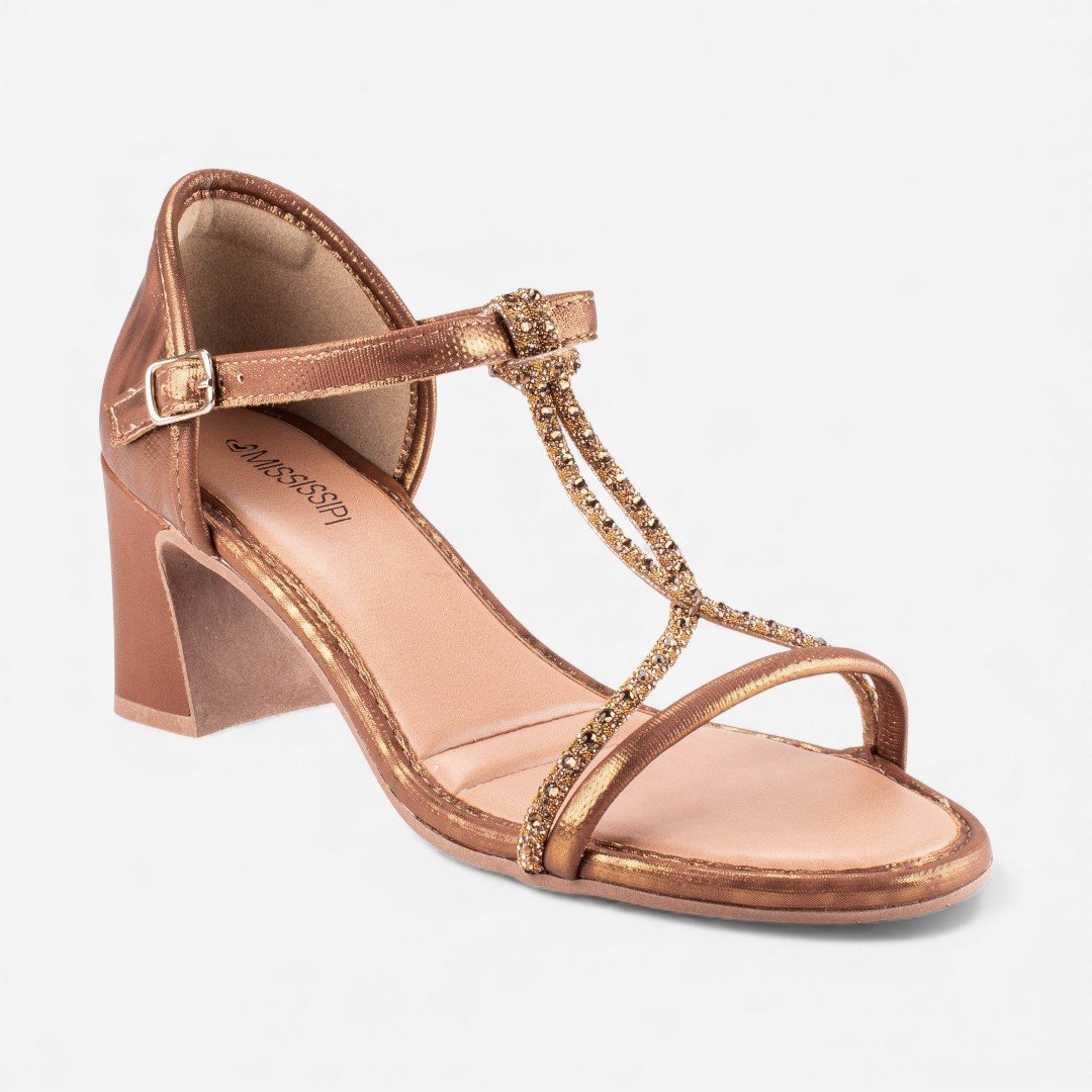Sandália Mississipi De Salto Bloco Bronze Bronze 3