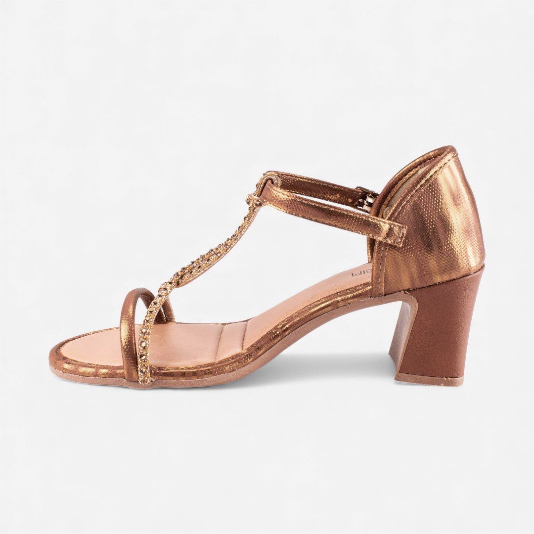 Sandália Mississipi De Salto Bloco Bronze Bronze 4