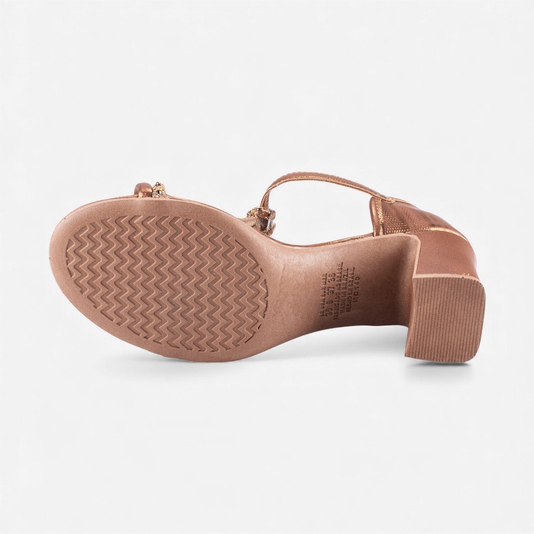 Sandália Mississipi De Salto Bloco Bronze Bronze 5