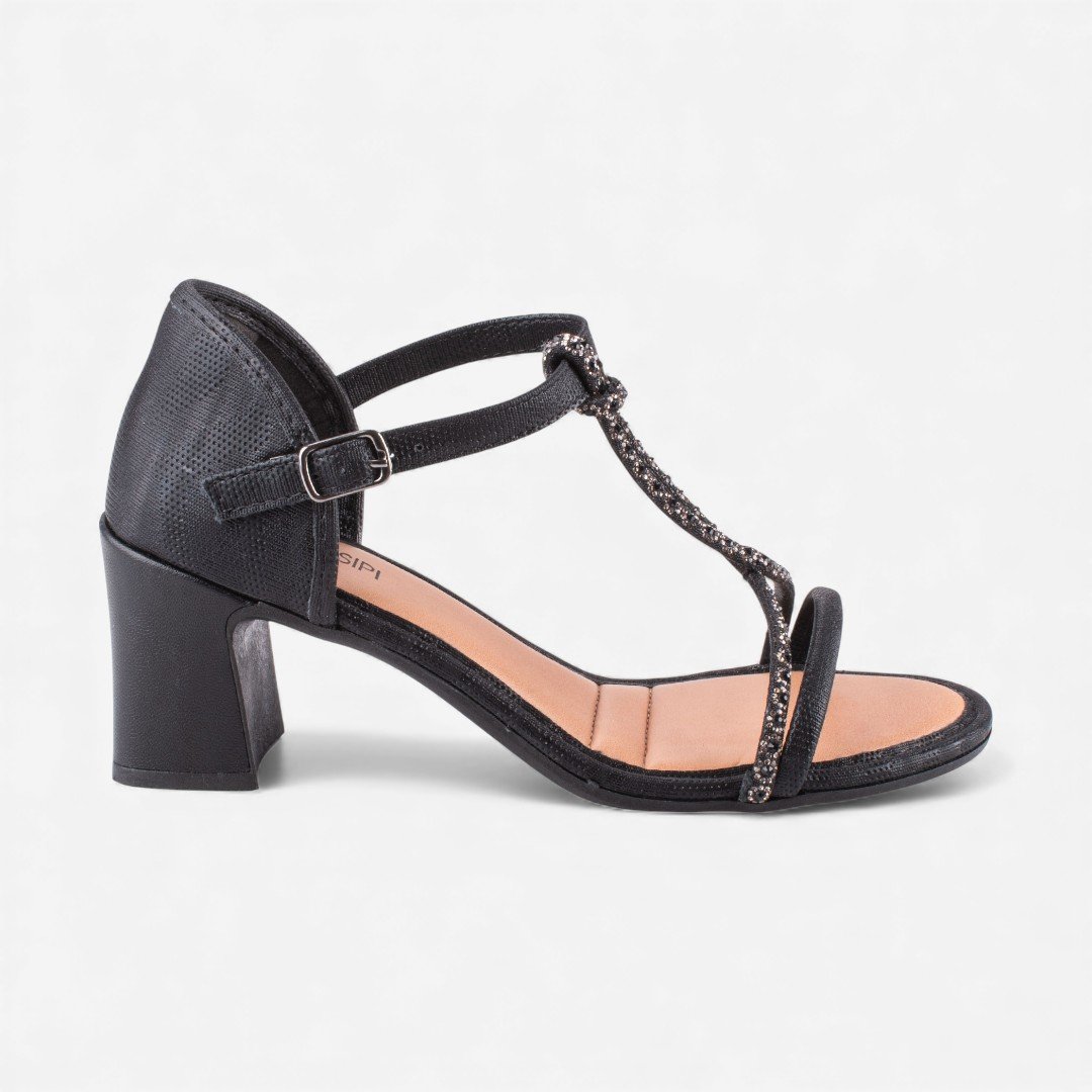 Sandália Mississipi De Salto Bloco Preta