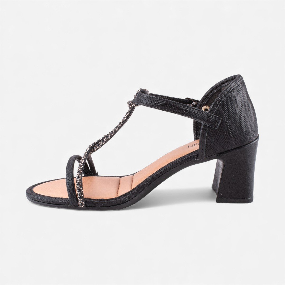 Sandália Mississipi De Salto Bloco Preta Preto 3