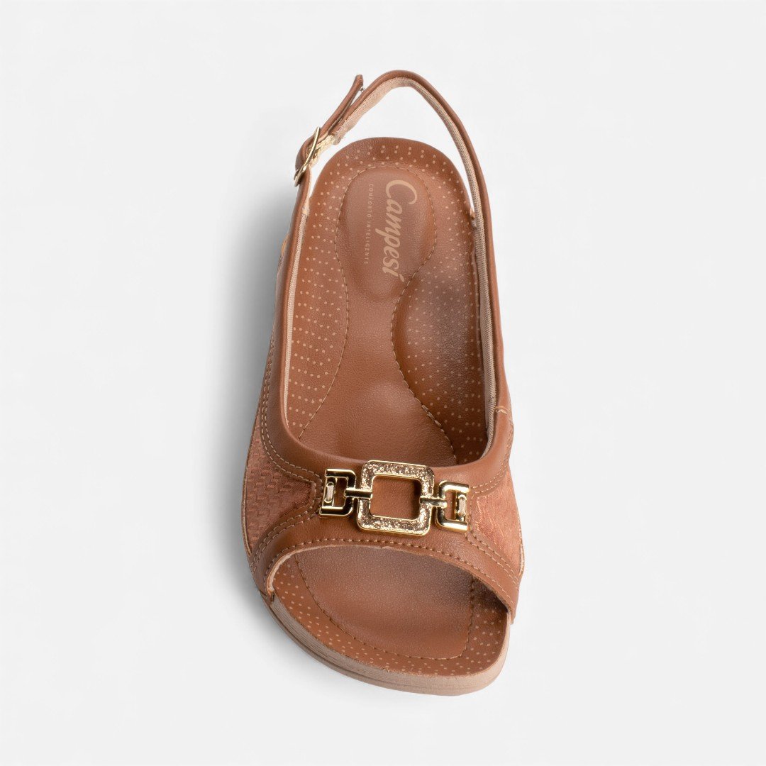 Sandália Campesí Slingback Caramelo Mascavo 5