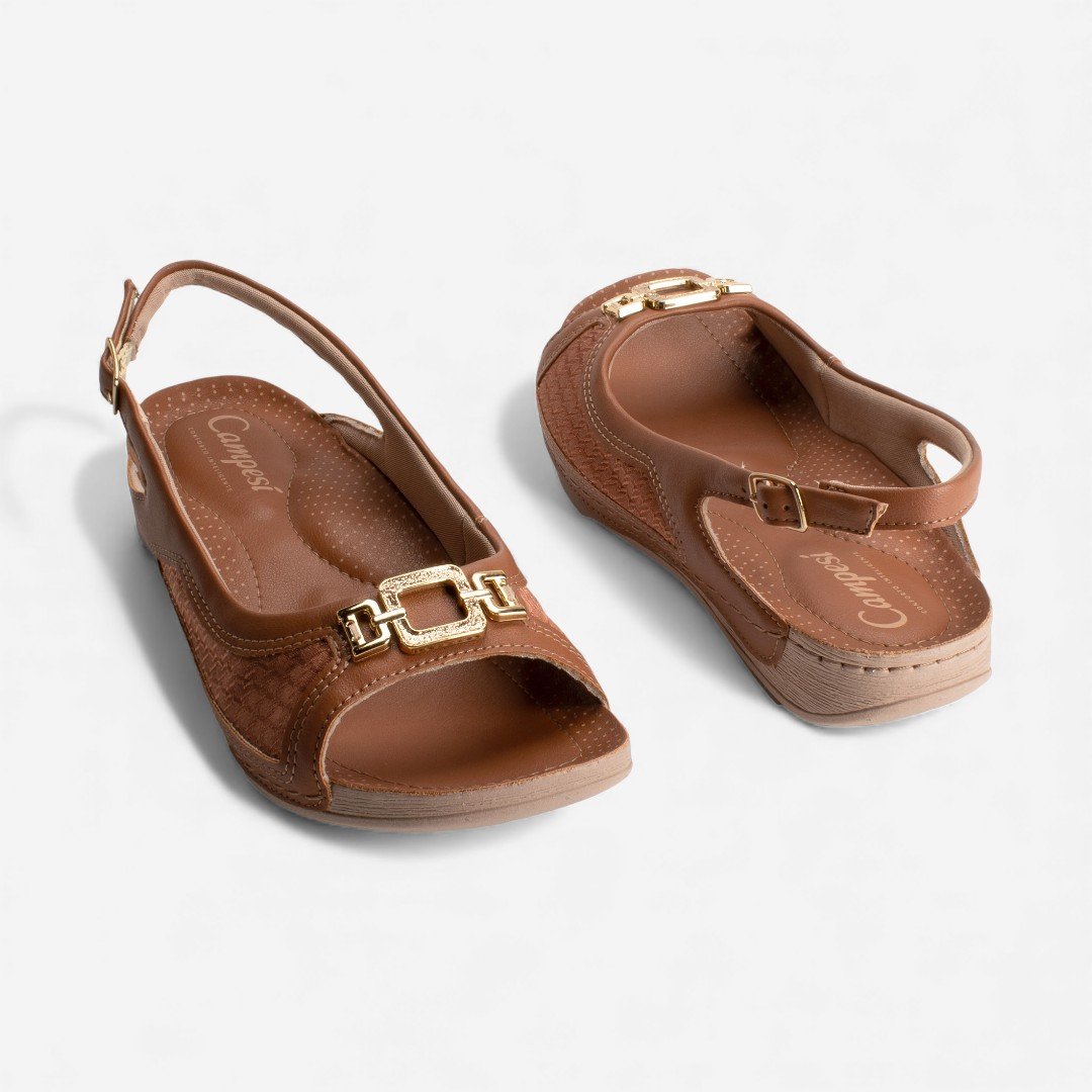 Sandália Campesí Slingback Caramelo Mascavo 6