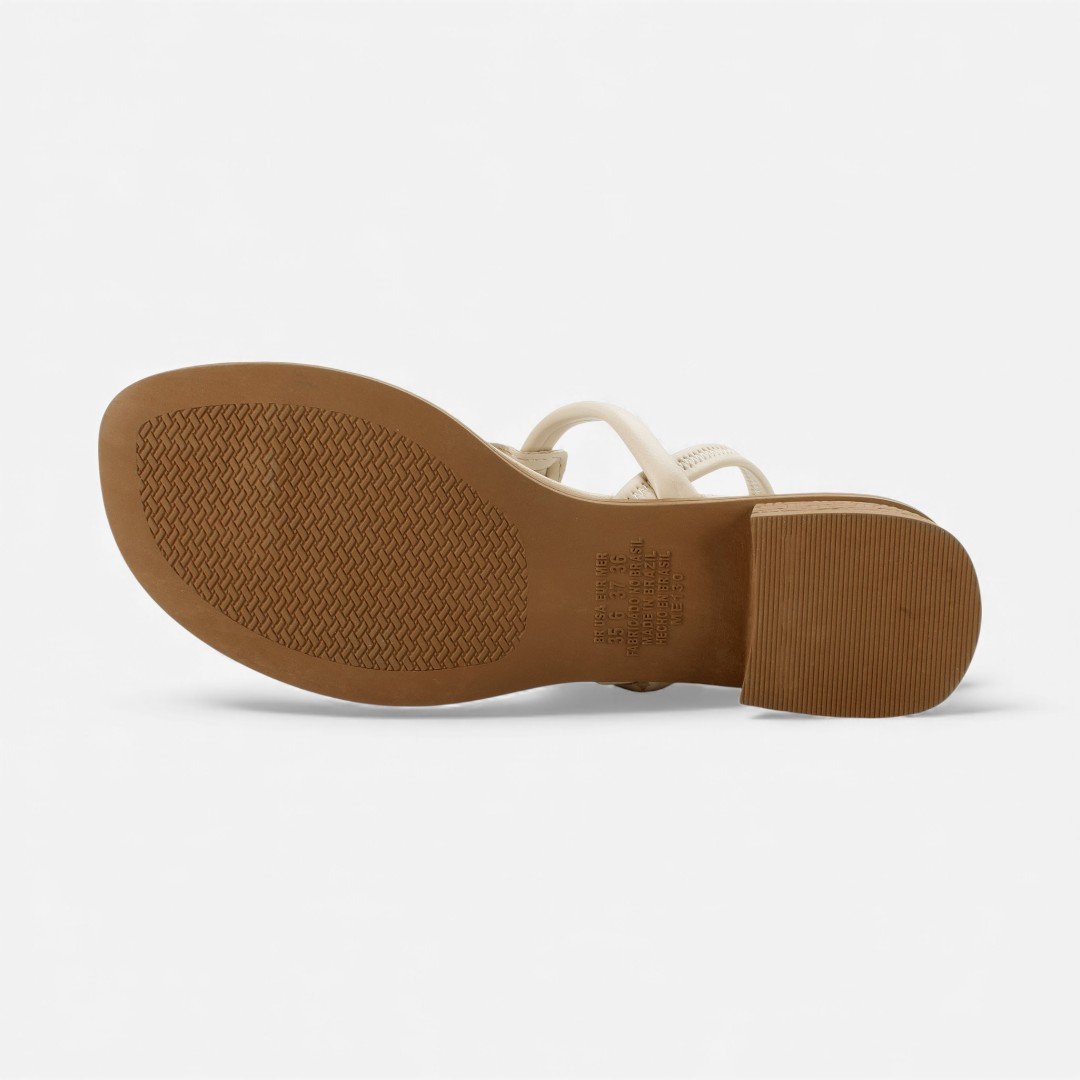 Sandália Mississipi De Salto Baixo Bege Bege 4