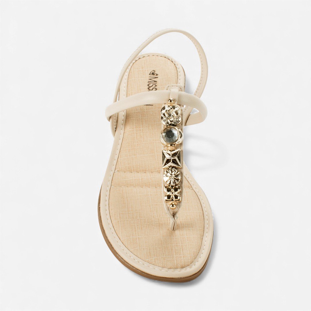 Sandália Mississipi De Salto Baixo Bege Bege 5