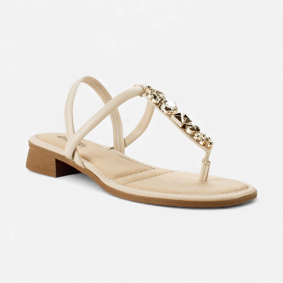 Sandália Mississipi De Salto Baixo Bege Bege 7