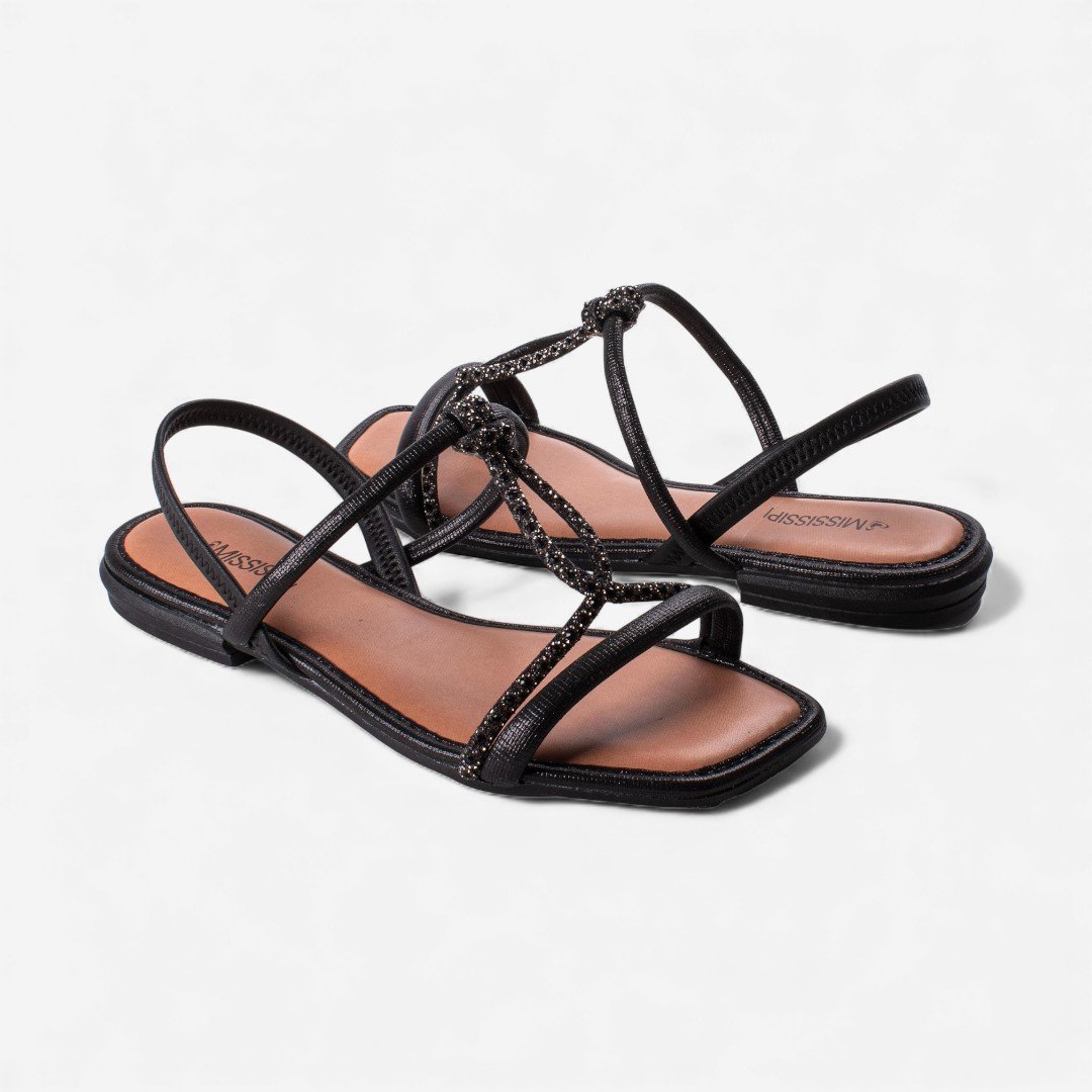 Sandália Mississipi Rasteira Preta Preto 8