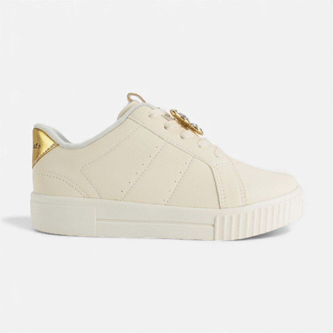 Tênis Pink Cats Infantil Casual Enfeite Borboleta Bege