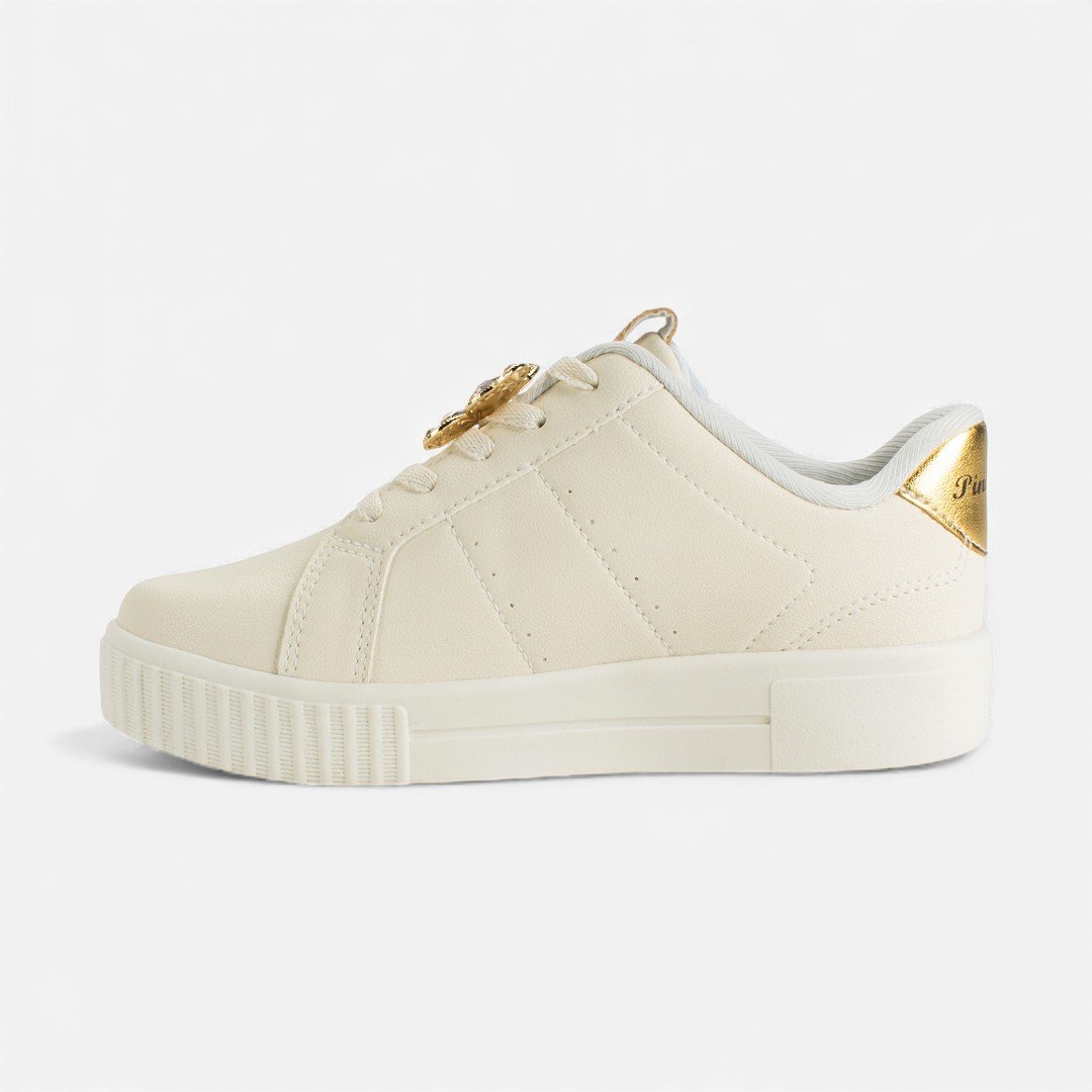 Tênis Pink Cats Infantil Casual Enfeite Borboleta Bege Bege 3