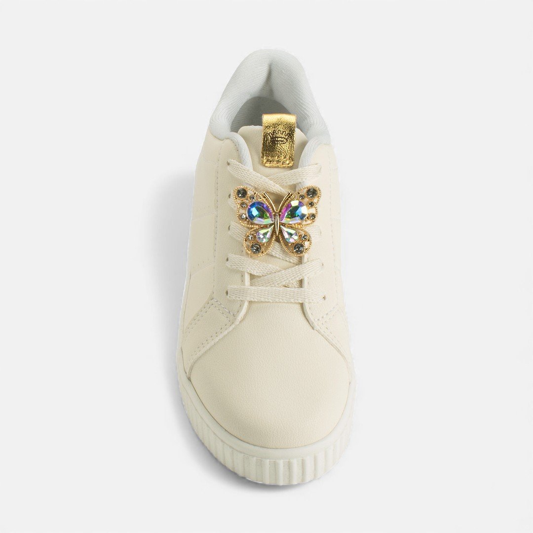 Tênis Pink Cats Infantil Casual Enfeite Borboleta Bege Bege 5