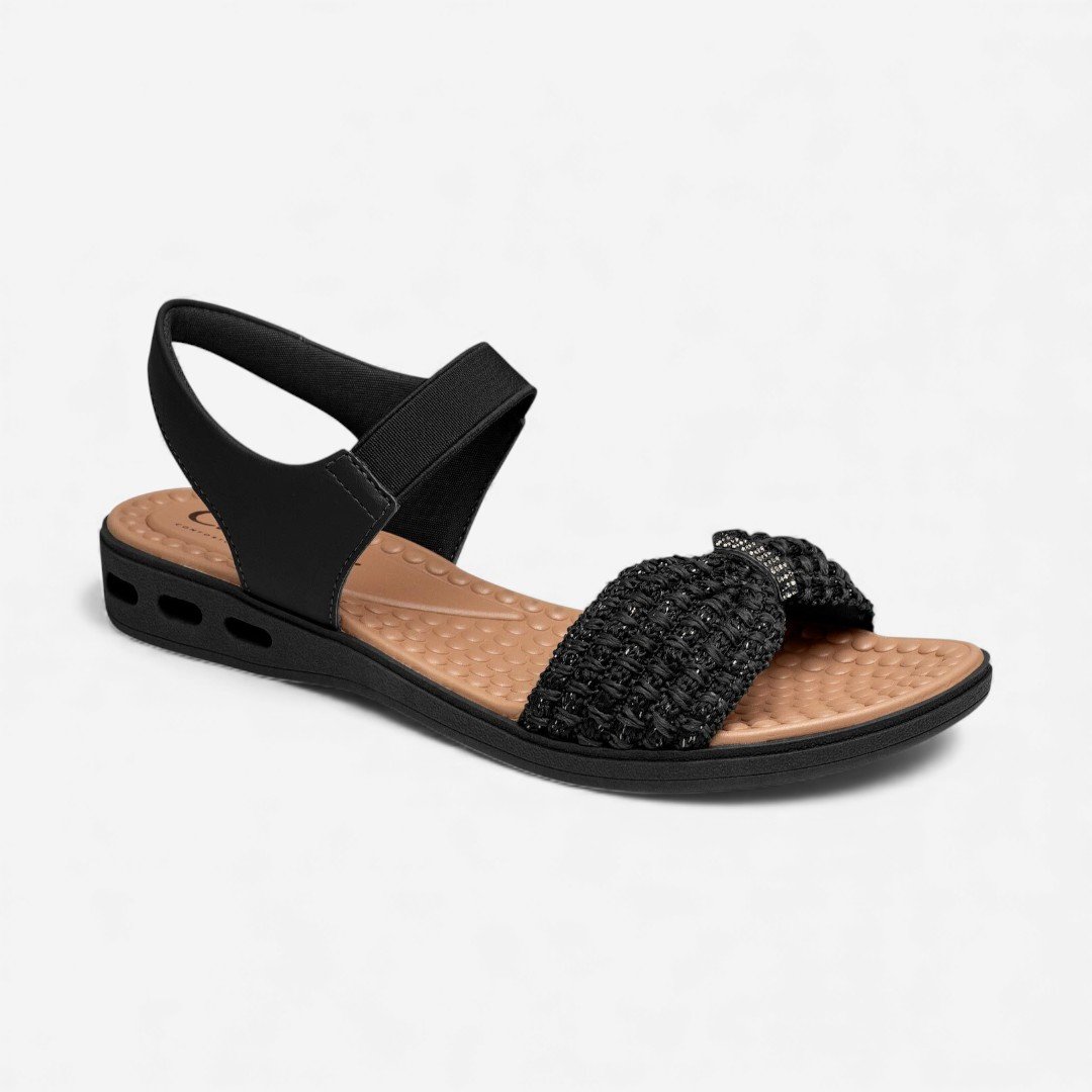 Sandália Campesí Calce Fácil Rasteira Preta Preto 2