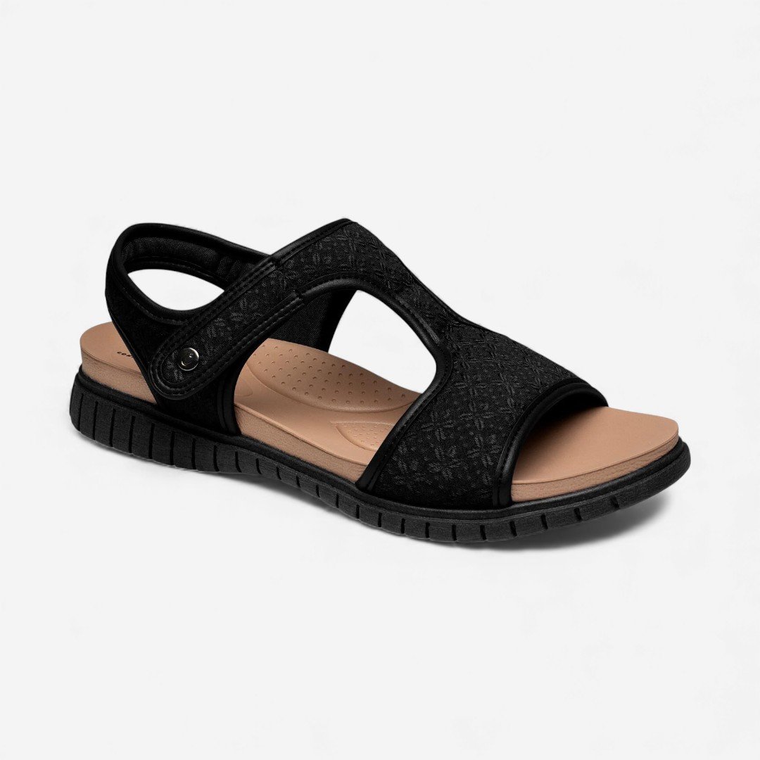 Sandália Campesí Calce Fácil Tecido Preto
