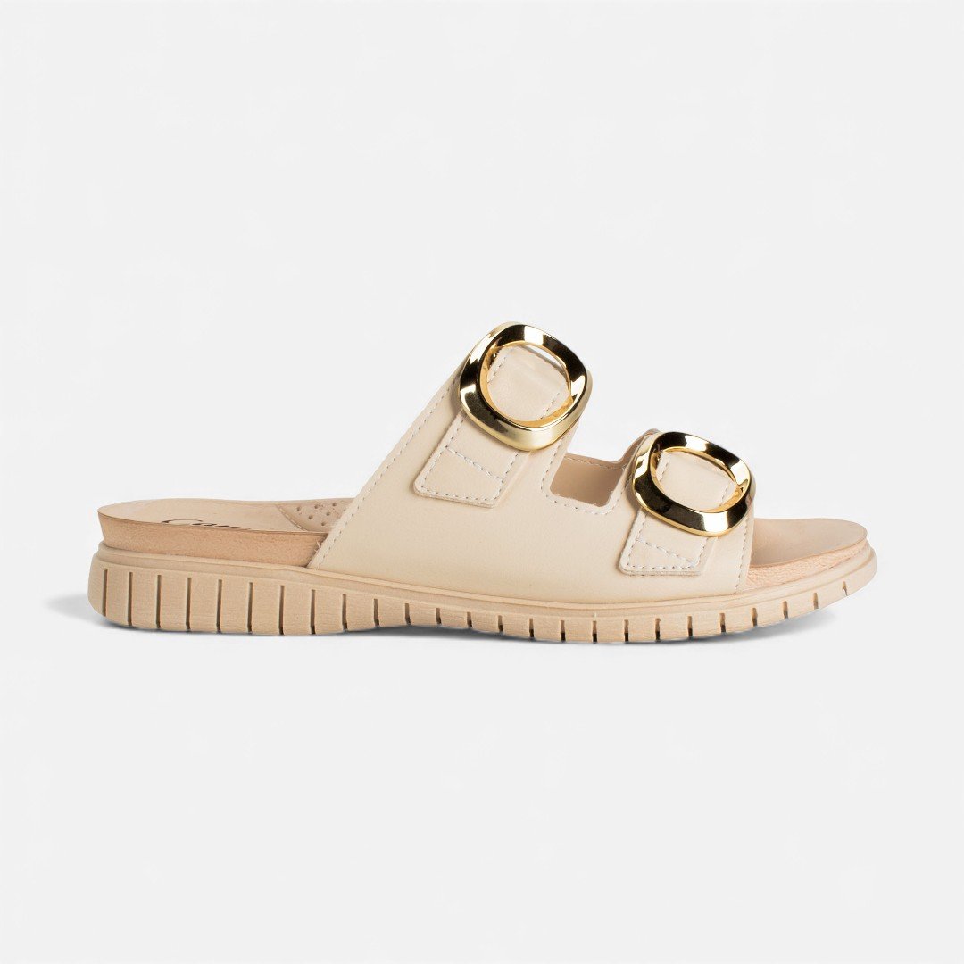 Tamanco Slide Campesí Flatform Bege