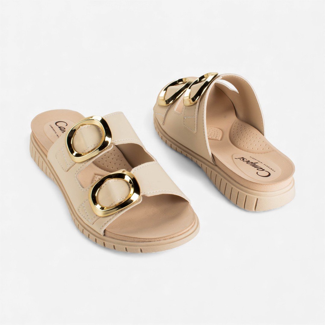 Tamanco Slide Campesí Flatform Bege Off White 6