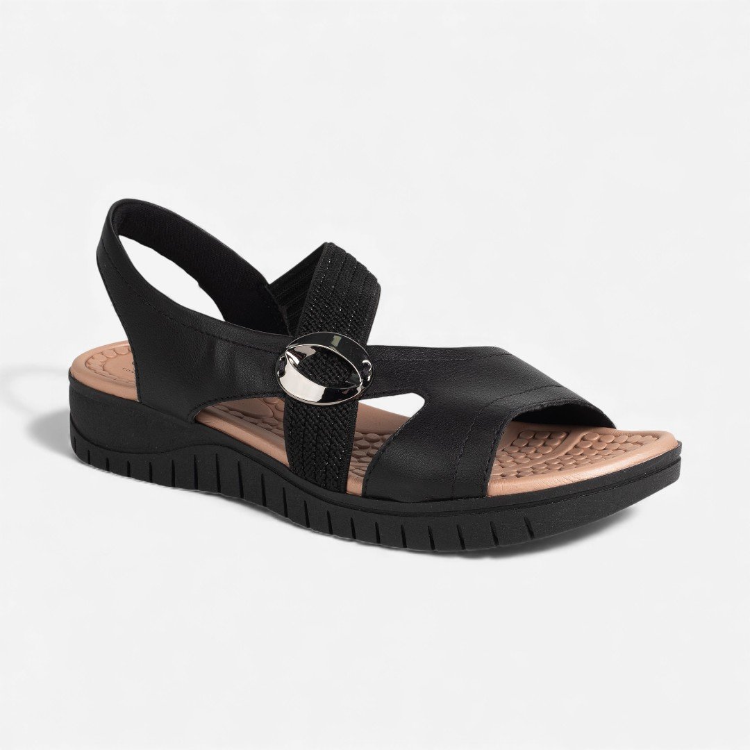 Sandália Rasteira Campesí Flat Conforto Preta Preto 8