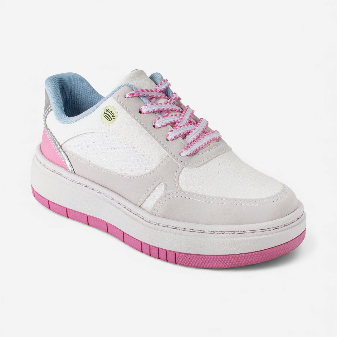 Tênis Pink Cats Casual Infantil Colorido Branco/Rosa 2