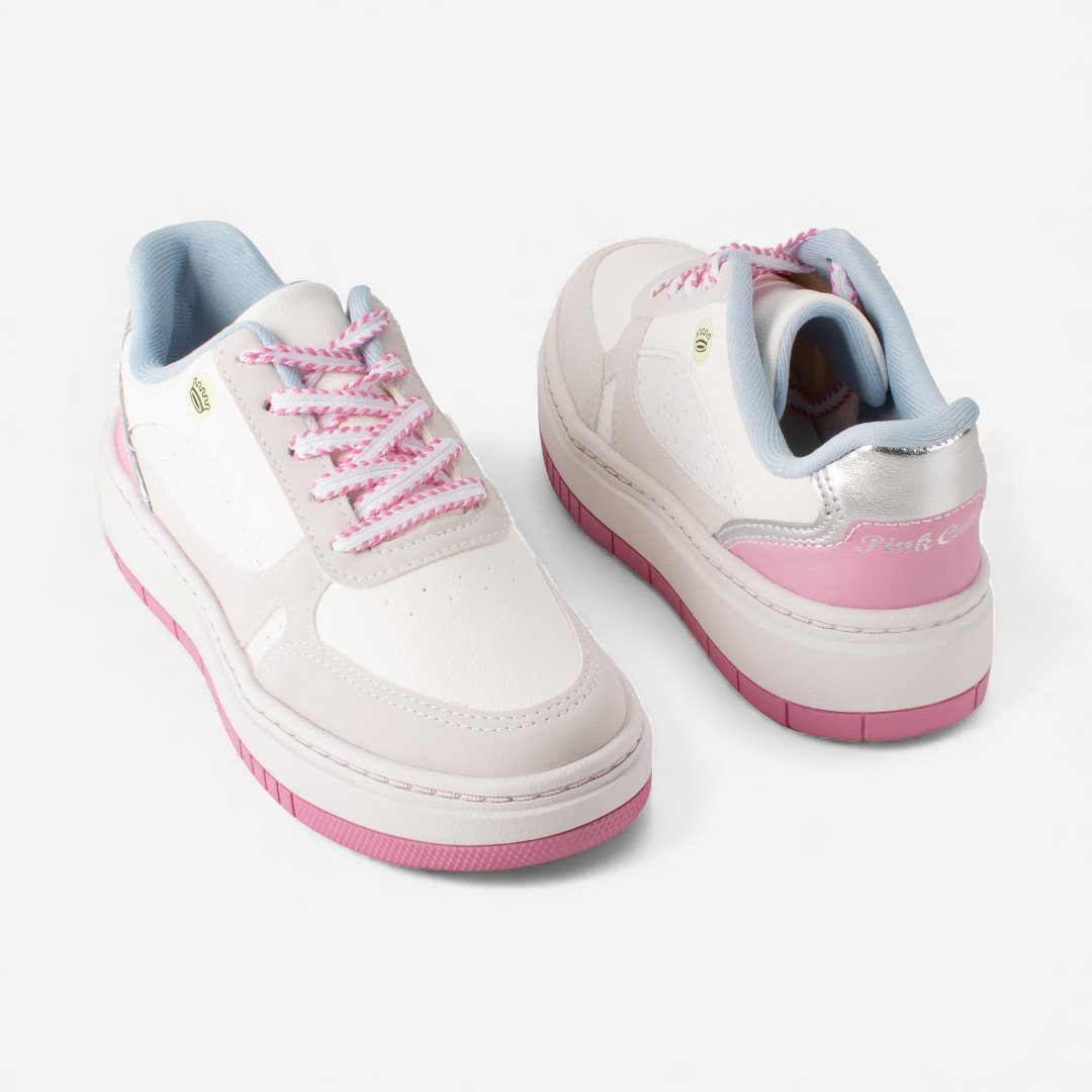 Tênis Pink Cats Casual Infantil Colorido Branco/Rosa 7