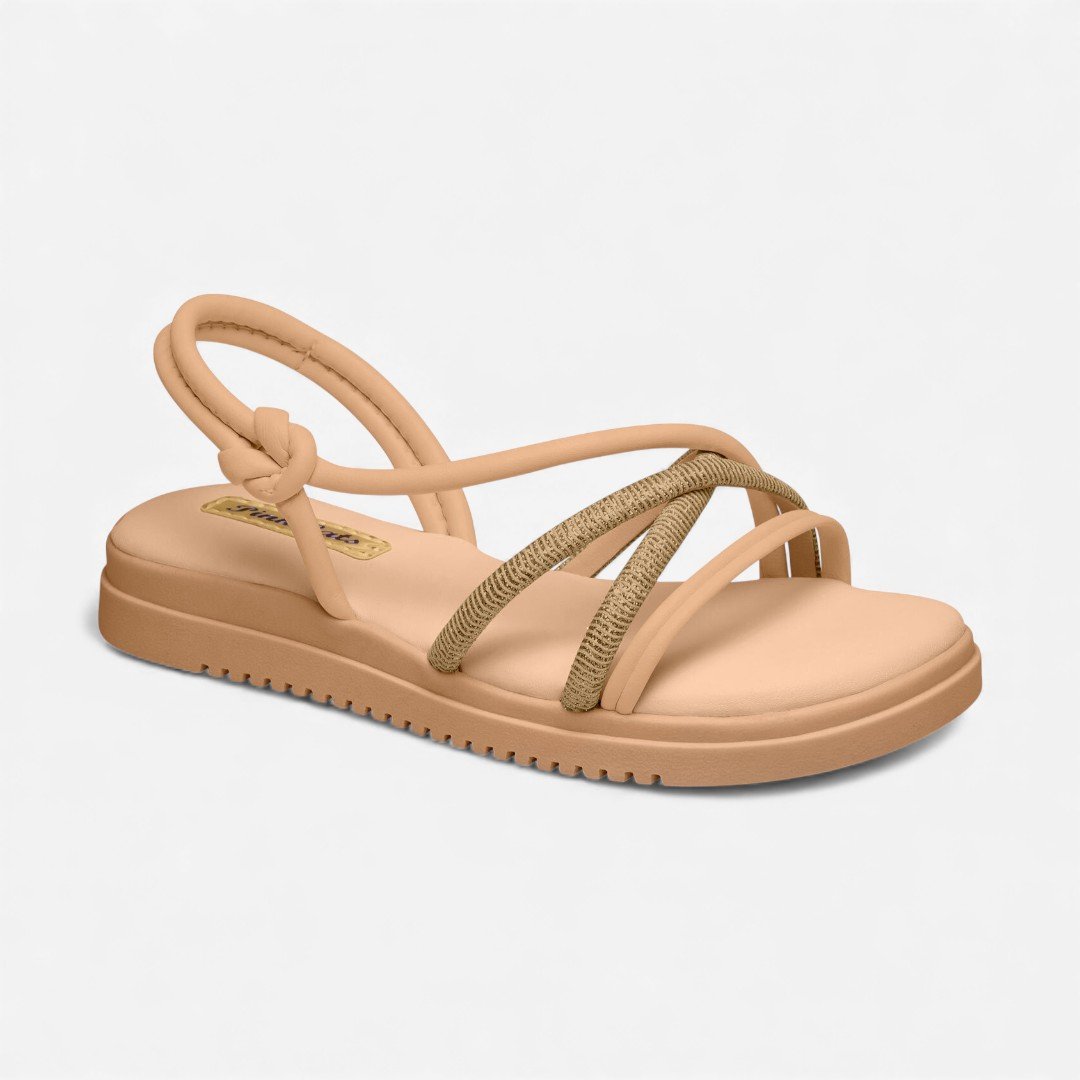 Sandália Papete Pink Cats Infantil Bege