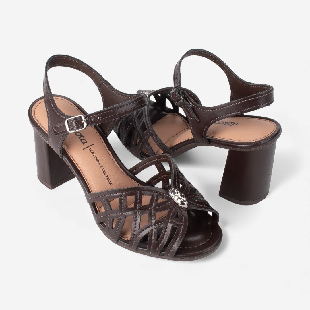 Sandália Dakota de Salto Bloco Marrom Marrom 6