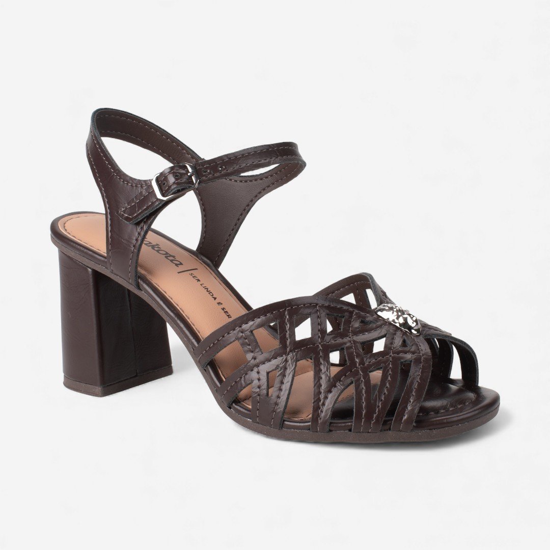 Sandália Dakota de Salto Bloco Marrom Marrom 7