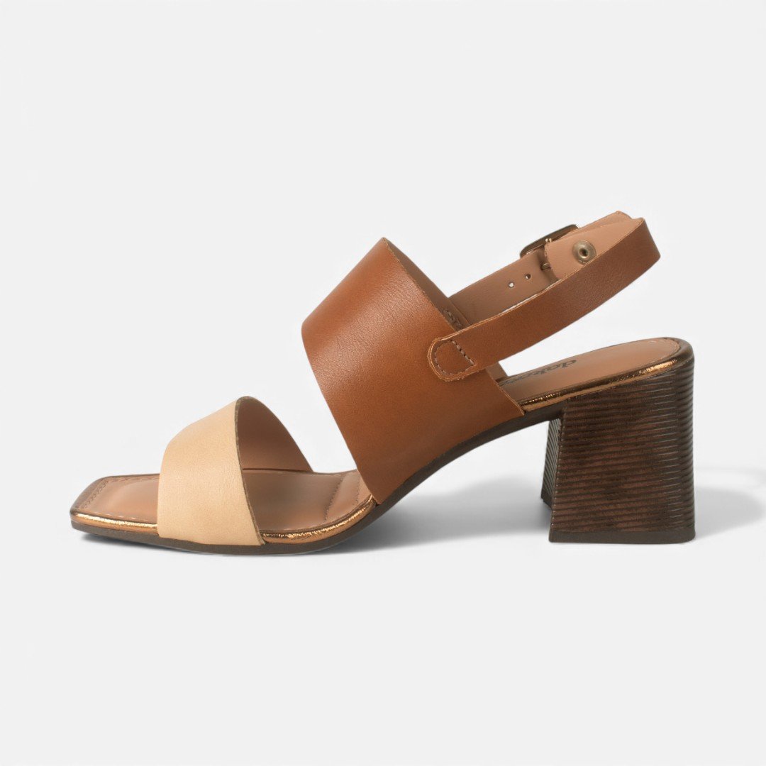 Sandália Dakota de Salto Bloco Caramelo e Bege Marrom/Bege 3