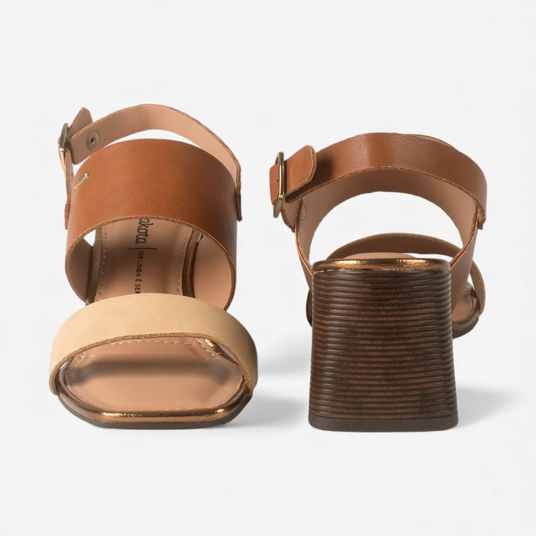 Sandália Dakota de Salto Bloco Caramelo e Bege Marrom/Bege 5