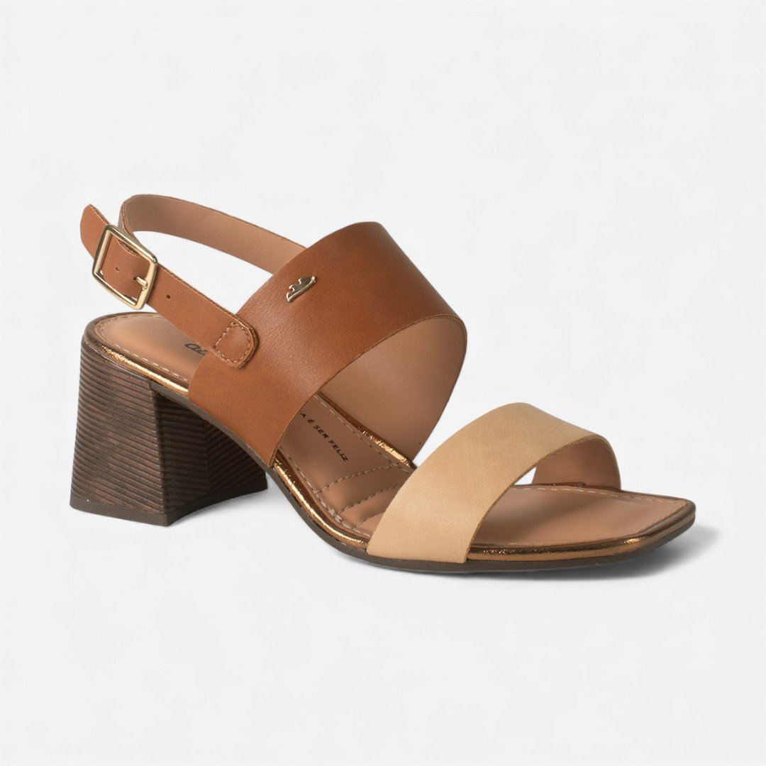 Sandália Dakota de Salto Bloco Caramelo e Bege Marrom/Bege 9