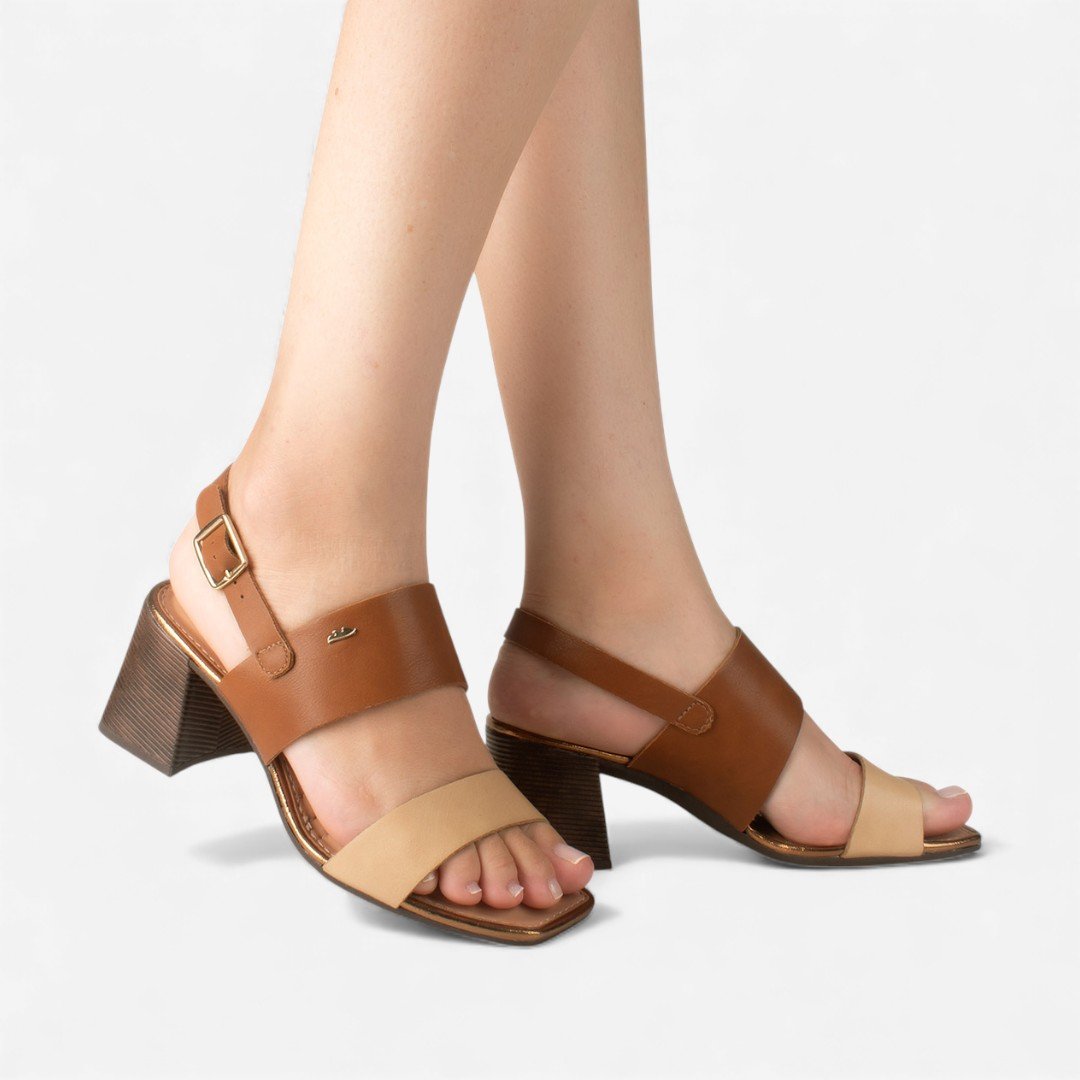 Sandália Dakota de Salto Bloco Caramelo e Bege Marrom/Bege 8
