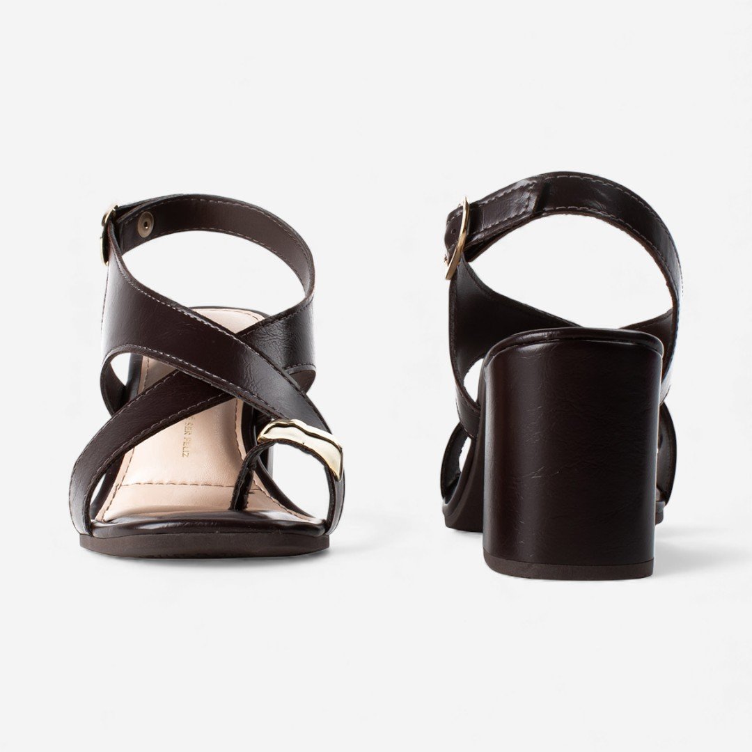 Sandália Dakota de Salto Bloco Marrom Café 5