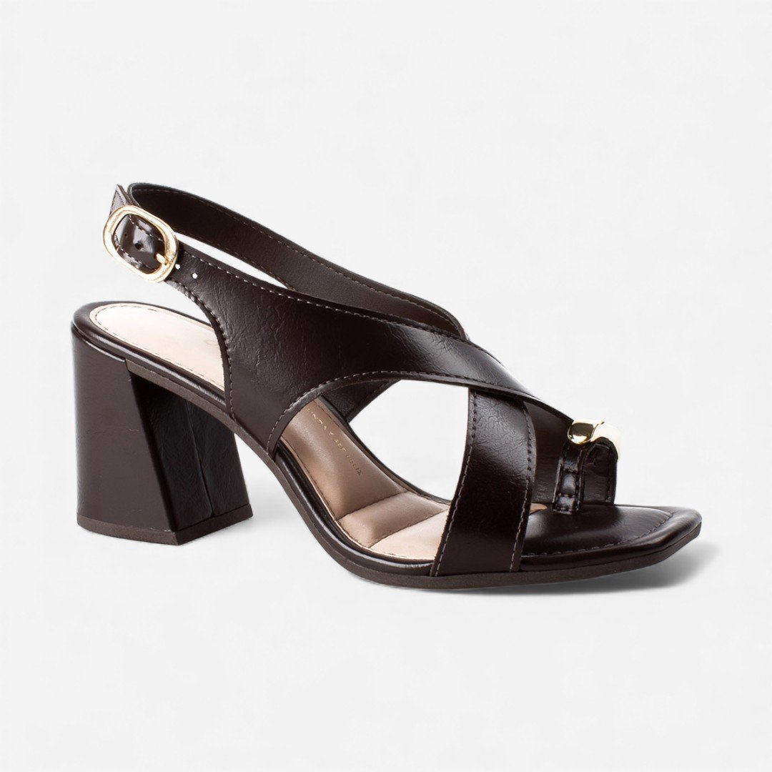 Sandália Dakota de Salto Bloco Marrom Café 8
