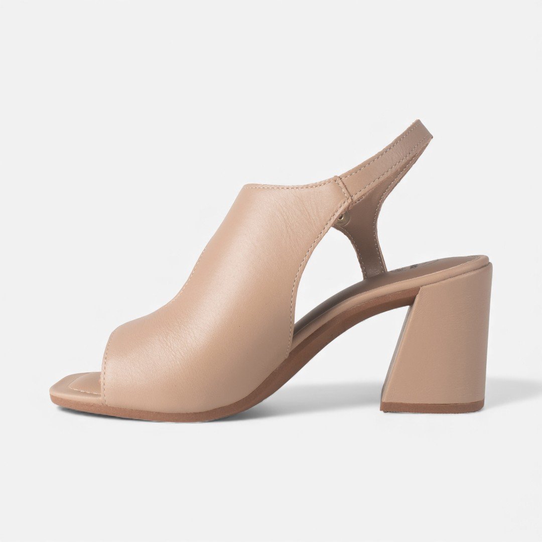 Sandália Dakota De Salto Bloco Em Couro Capuccino Capuccino 3