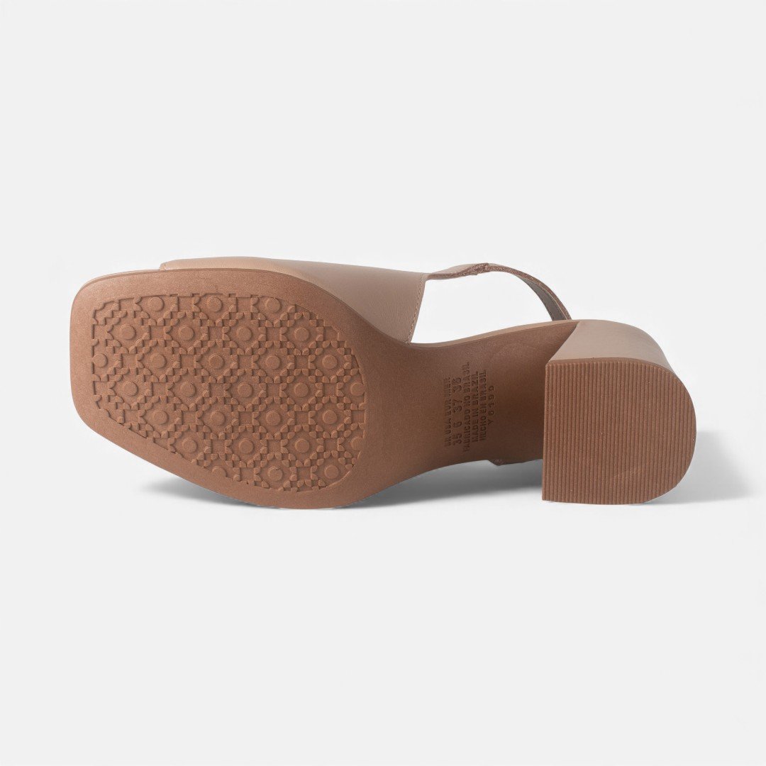 Sandália Dakota De Salto Bloco Em Couro Capuccino Capuccino 4