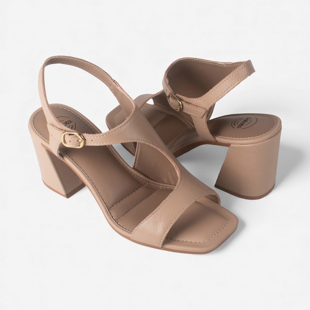Sandália Dakota De Salto Bloco Em Couro Capuccino Capuccino 6