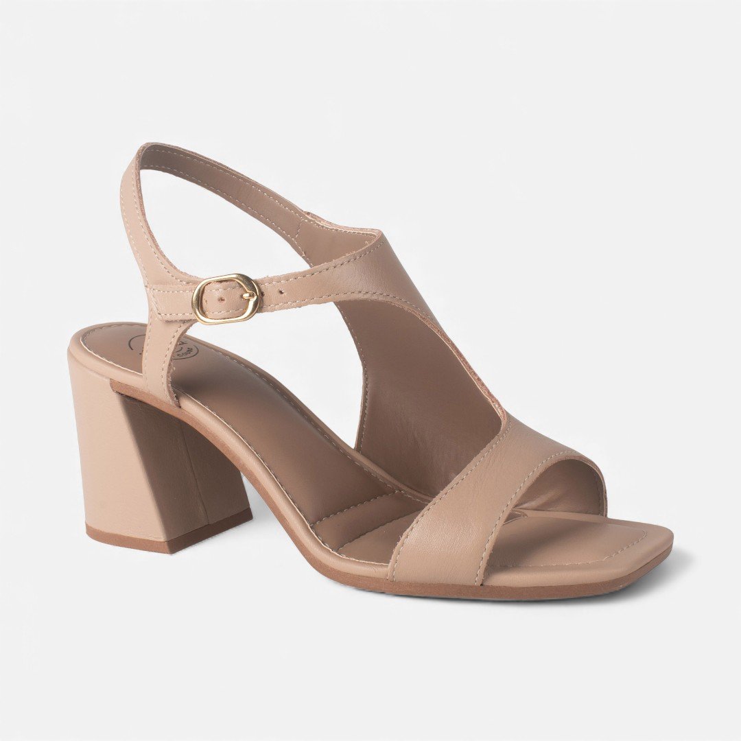 Sandália Dakota De Salto Bloco Em Couro Capuccino Capuccino 7