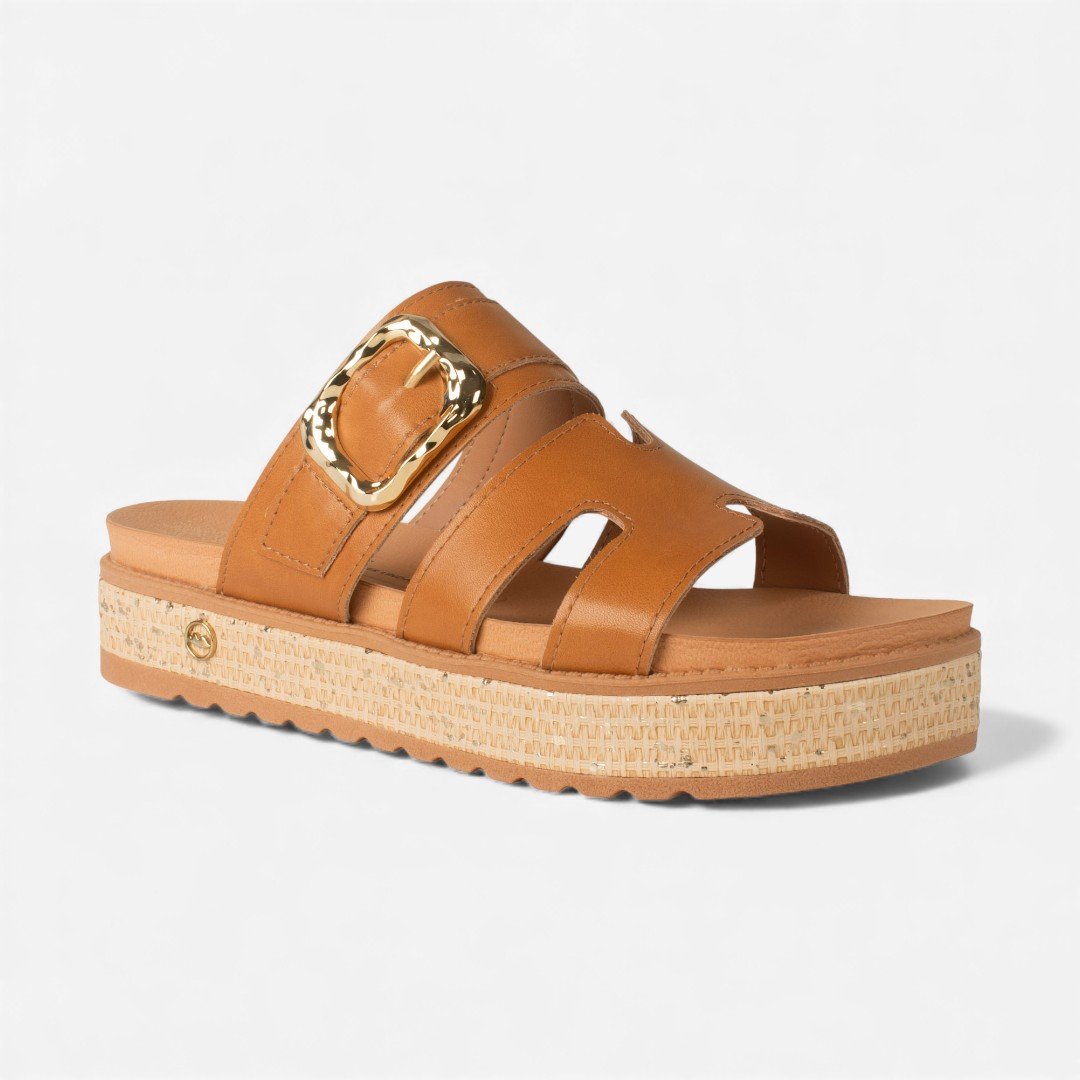 Tamanco Slide Dakota Flatform Caramelo Caramelo 7
