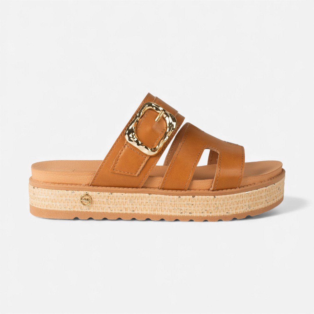 Tamanco Slide Dakota Flatform Caramelo