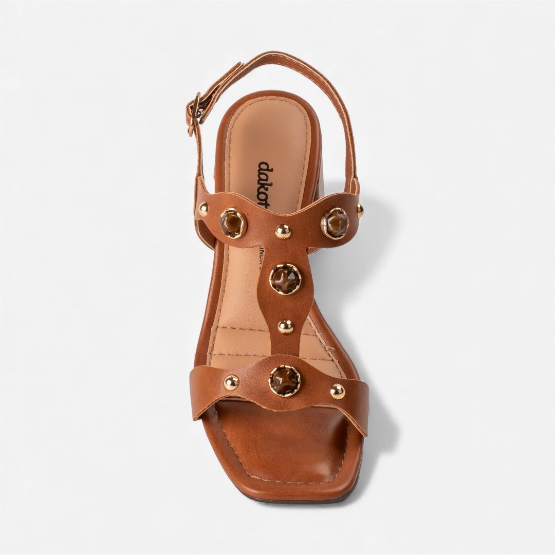 Sandália Dakota de Salto Bloco Caramelo Caramelo 5