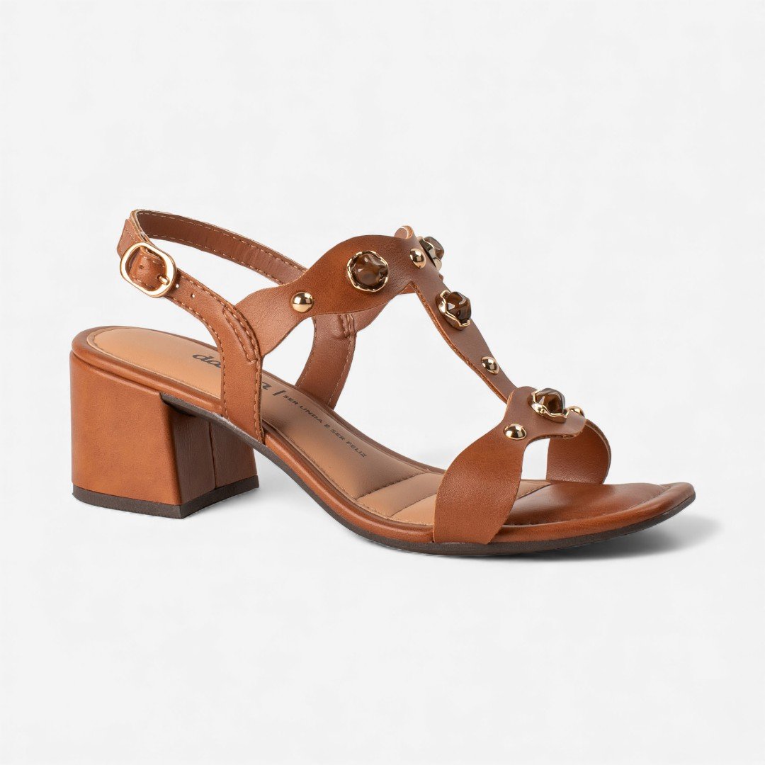 Sandália Dakota de Salto Bloco Caramelo Caramelo 7