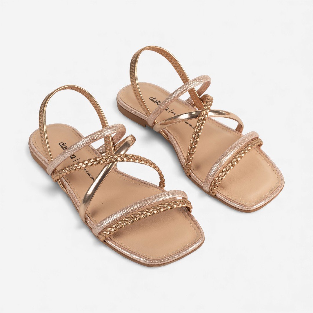 Sandália Dakota Rasteira Metalizada Rosê Rosê 5