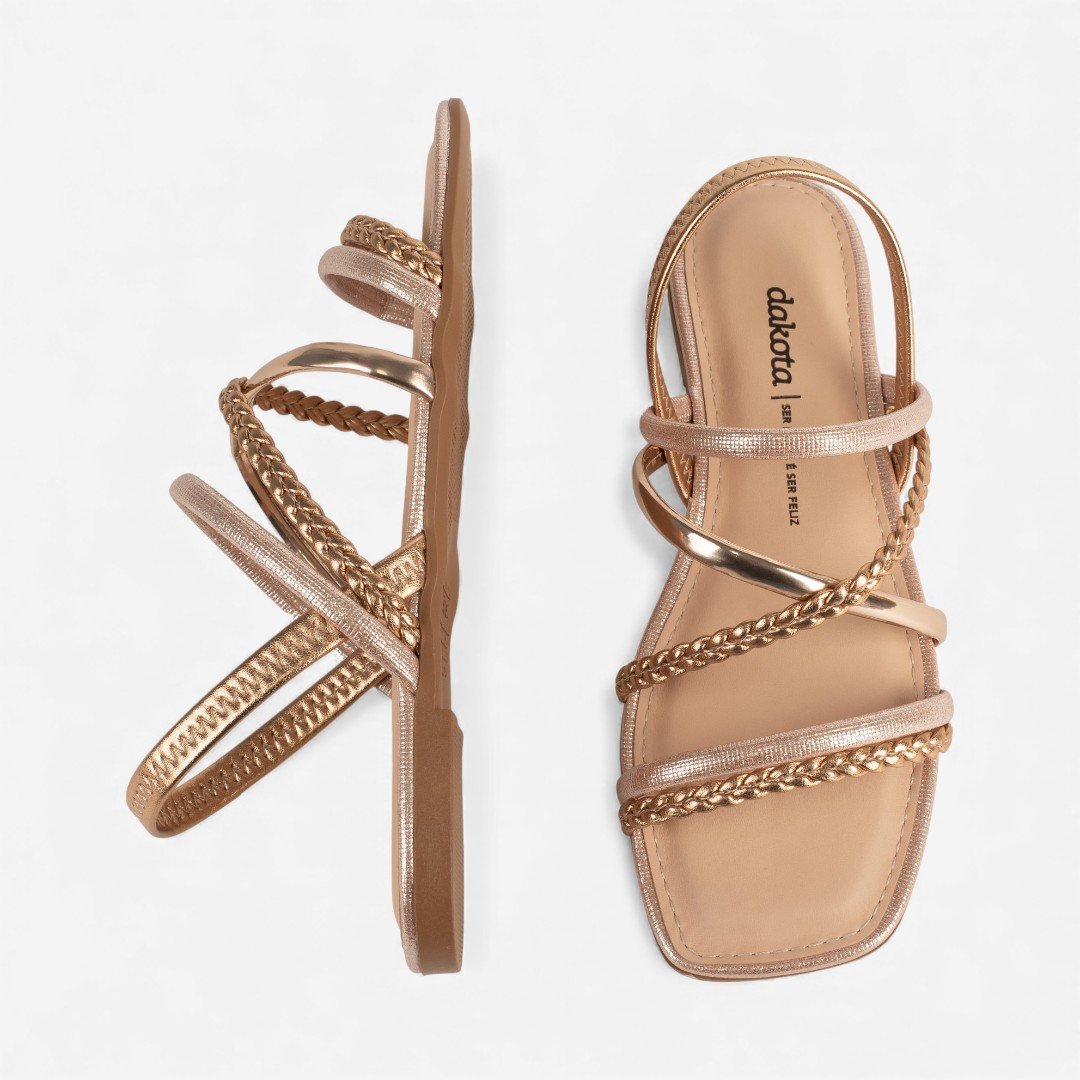 Sandália Dakota Rasteira Metalizada Rosê Rosê 6