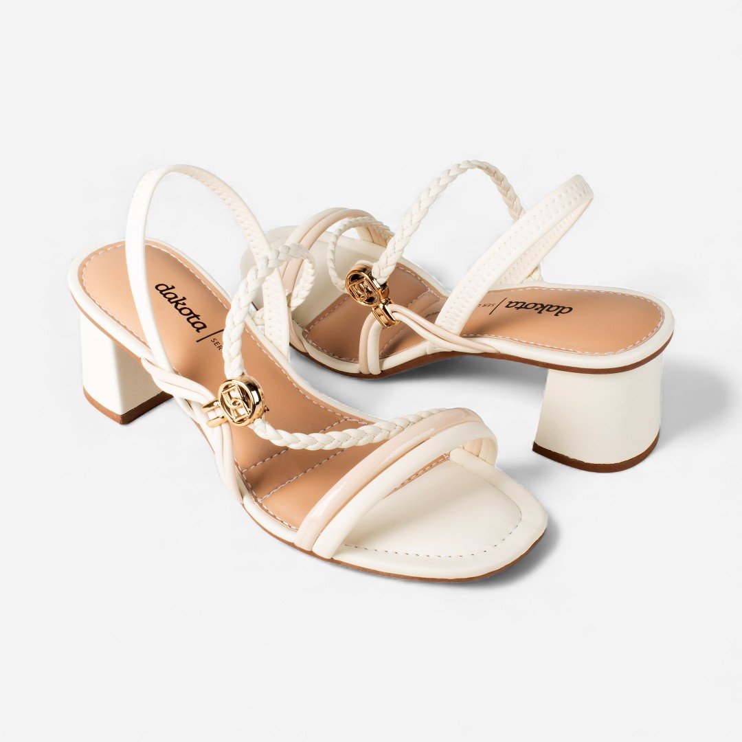 Sandália Dakota De Salto Bloco Off White Branco 7