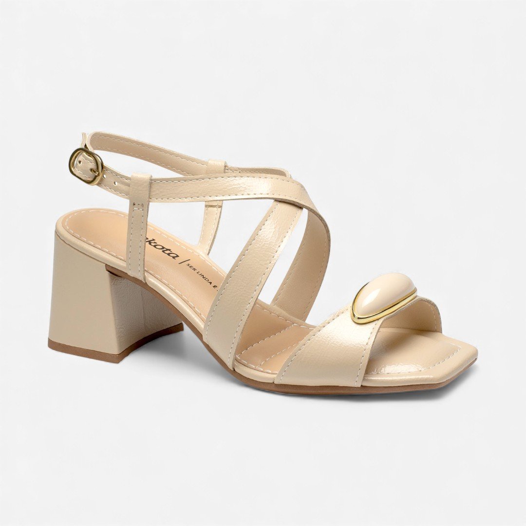 Sandália Dakota Boho Chic Salto Bloco Nude Bege 2