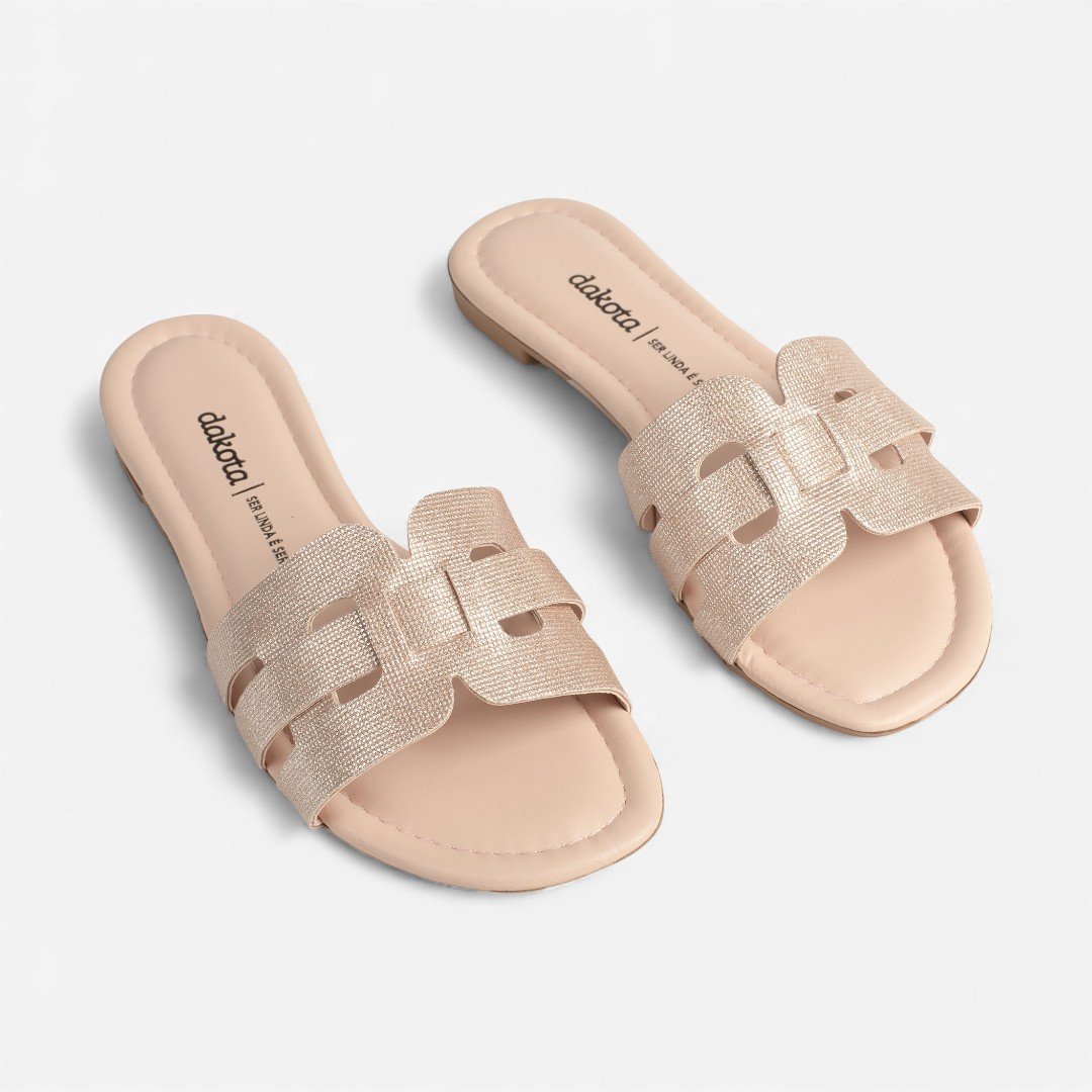 Chinelo Slide Dakota Metalizado Rosê Rosê 6