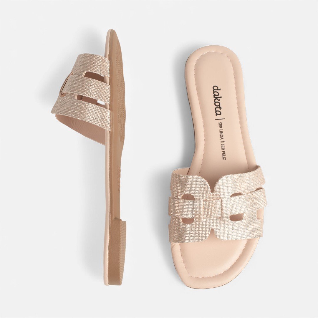 Chinelo Slide Dakota Metalizado Rosê Rosê 8