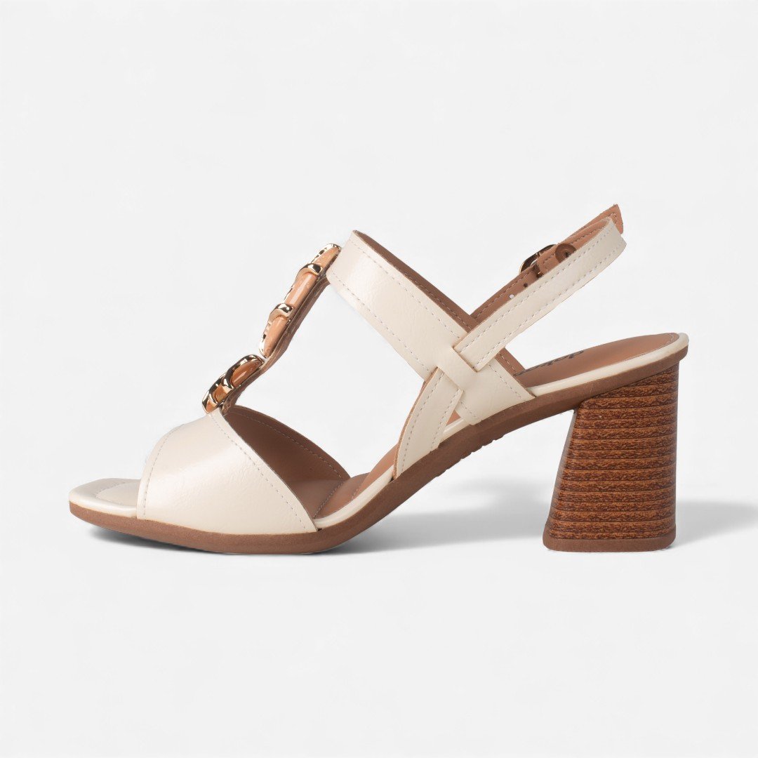 Sandália Dakota de Salto Bloco Bege Off White 3